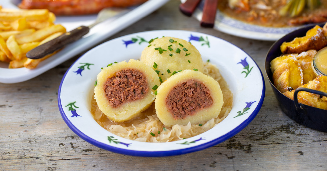 gefüllte vegane Fleischknödel