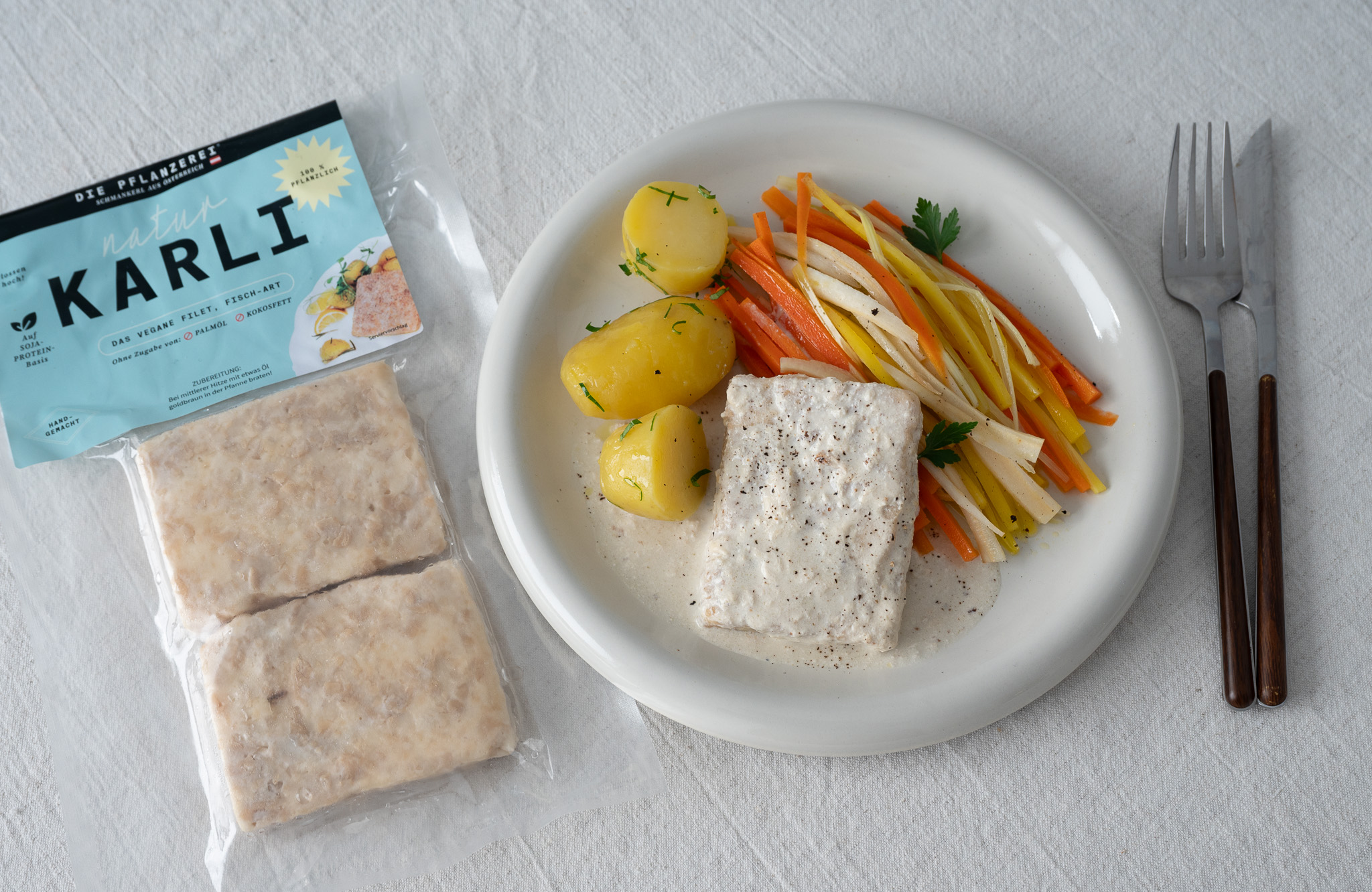 veganes Fischfilet, Karpfen Gericht