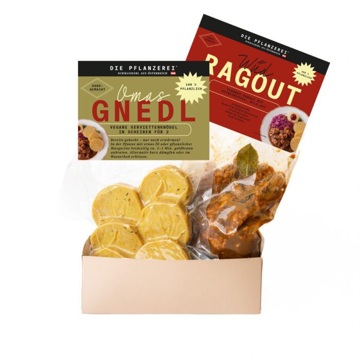 Vegane Weihnachtsbox – Wildragout & Serviettenknödel
