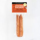 vegane Käsekrainer-Art, rauchig mit veganem Speck-Art